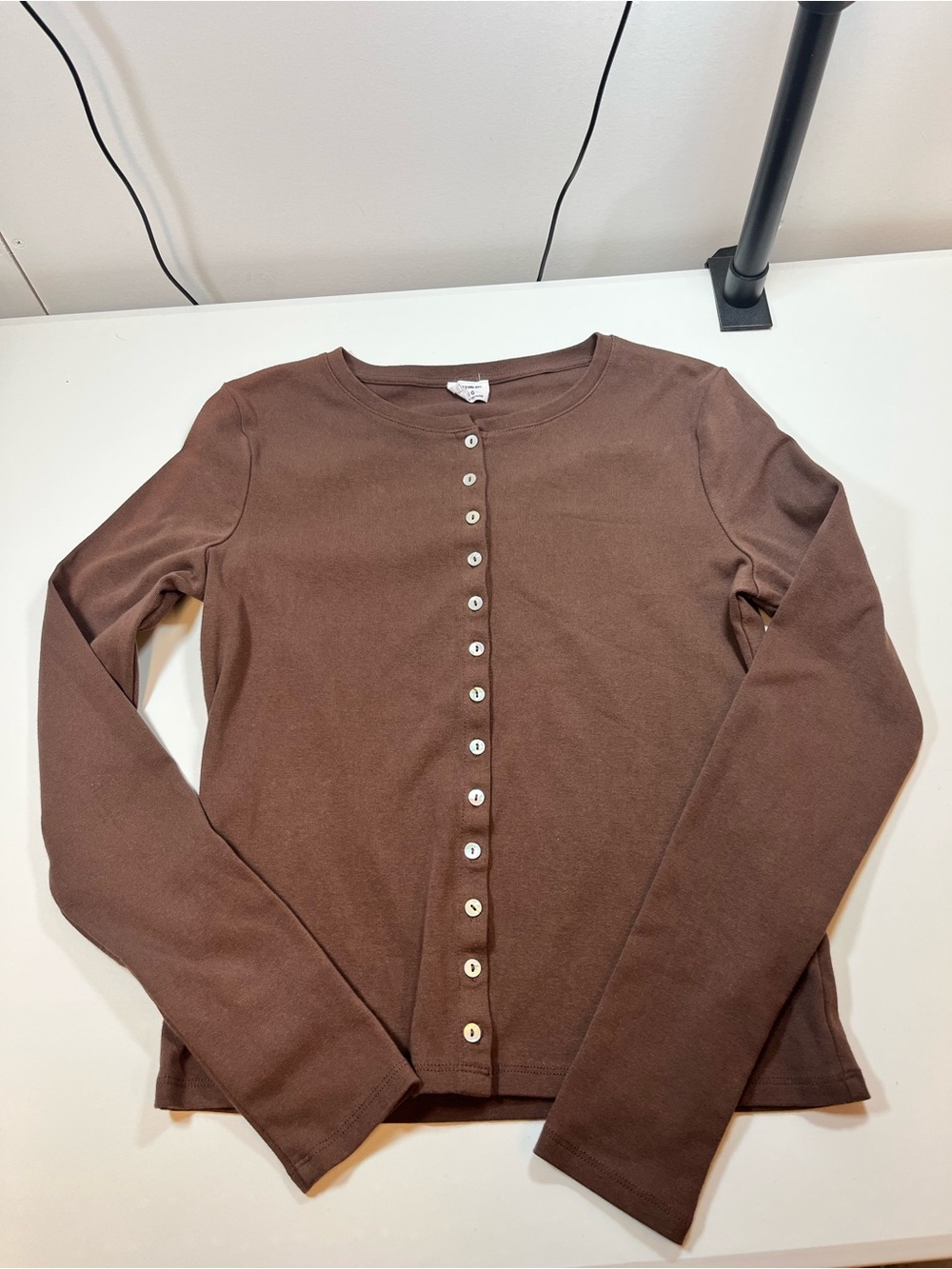 Cotton On Brown Long Sleeve Button Front Top Cardigan Size Large